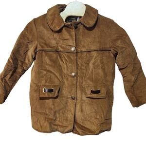 Debbie Leigh Coat Woman's 17/18 Brown Corduroy gold buttons tailored in Japan